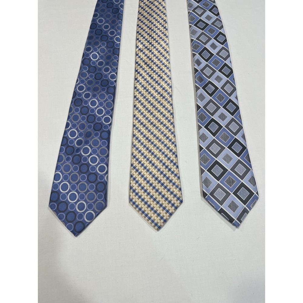 MICHAEL KORS  Neck Tie  lot of 3. 2 are Blue/Gray  1 Gold/Blue Stripes Diamonds